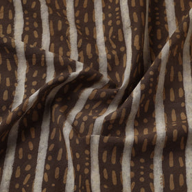  Brown Hand Block Striped Print Cotton Akola Fabric