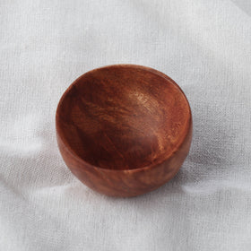  Brown Handcarved Natural Neem Wood Bowl (2 in)