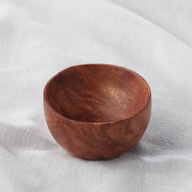  Brown Handcarved Natural Neem Wood Bowl (2 in)