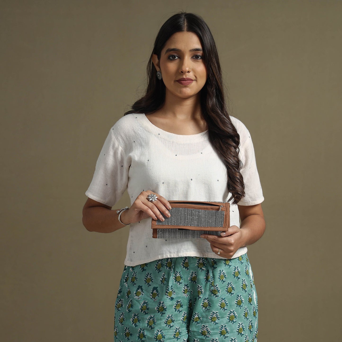 Brown Handcrafted Audio Tape Clutch Wallet