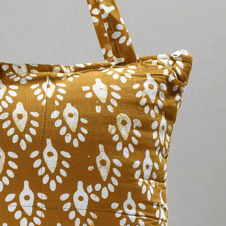 Brown Handcrafted Batik Printed Cotton Hand Bag 01
