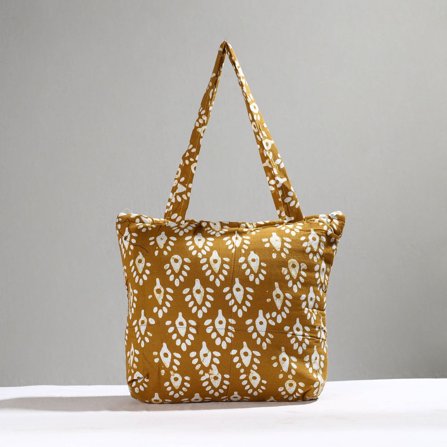 Brown Handcrafted Batik Printed Cotton Hand Bag 01