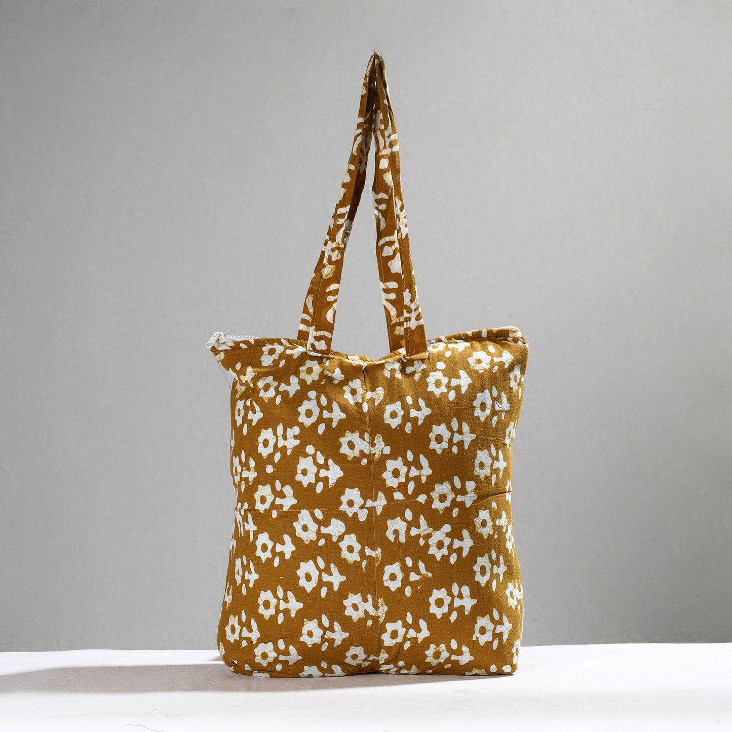 Brown Handcrafted Batik Printed Cotton Hand Bag 01