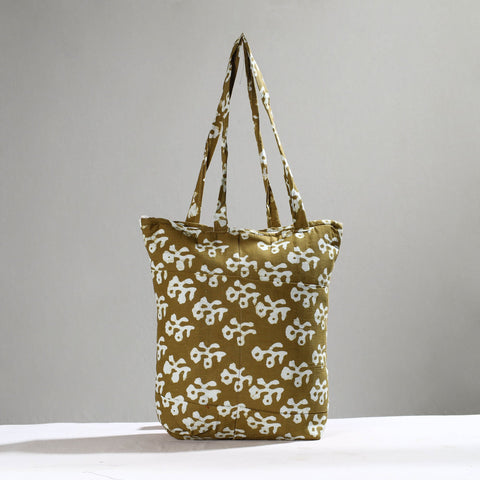 Brown Handcrafted Batik Printed Cotton Hand Bag 01