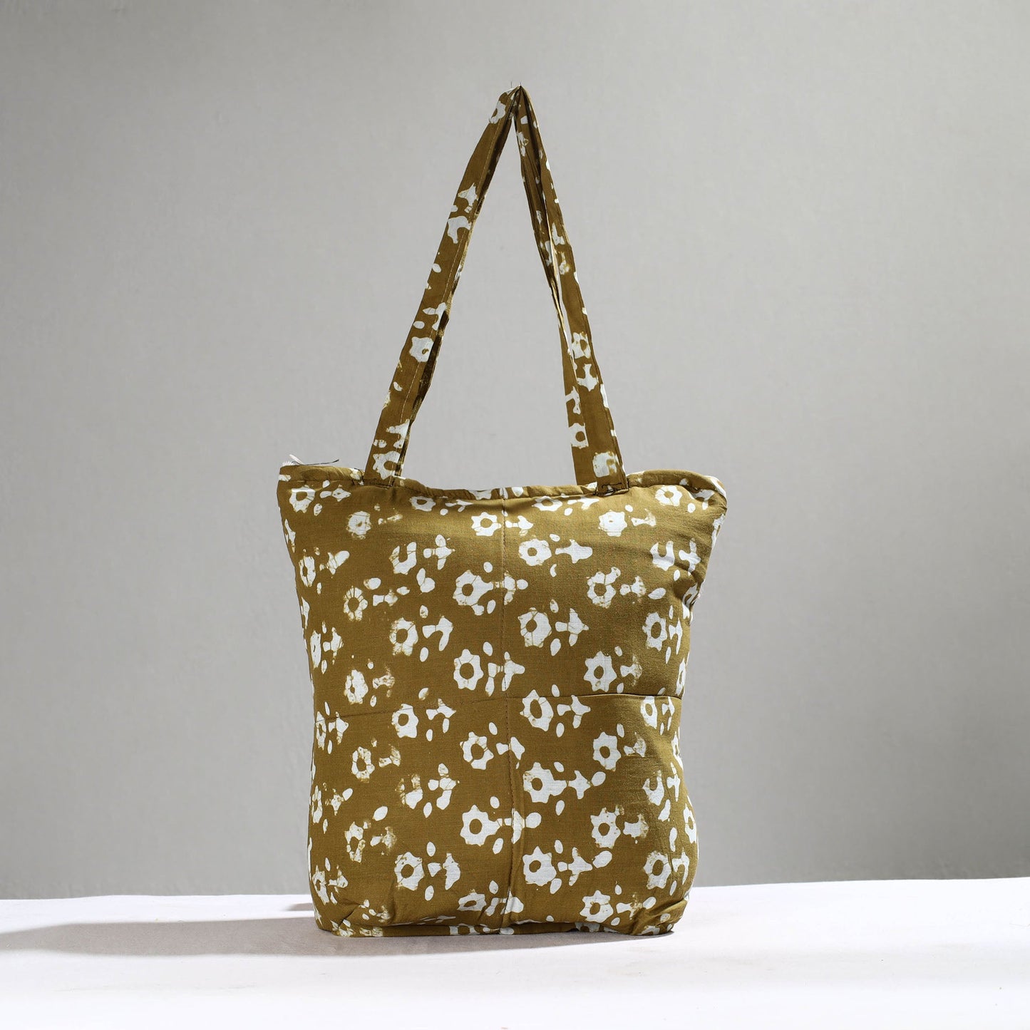 Brown Handcrafted Batik Printed Cotton Hand Bag 01