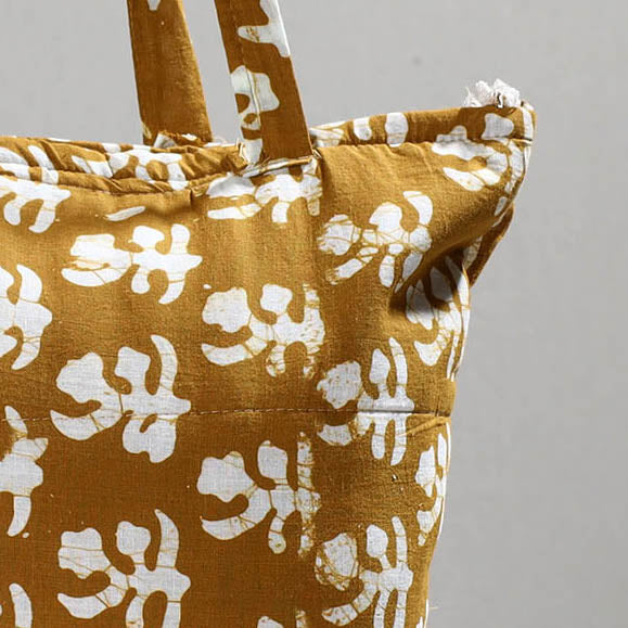 Brown Handcrafted Batik Printed Cotton Hand Bag 01