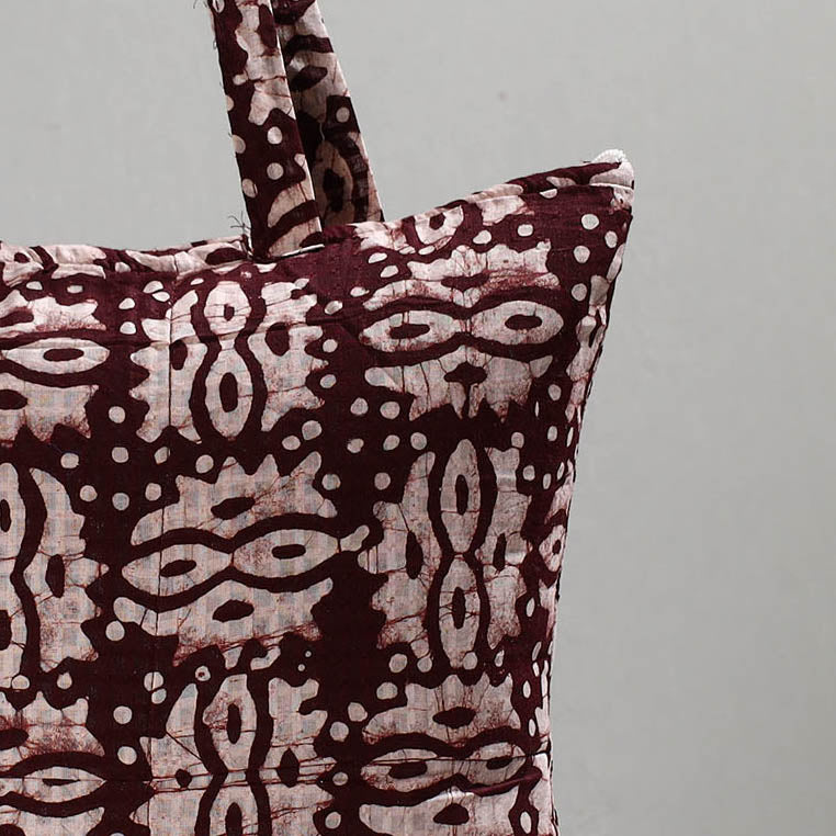Brown Handcrafted Batik Printed Cotton Hand Bag 01