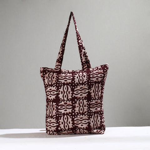 Brown Handcrafted Batik Printed Cotton Hand Bag 01