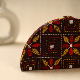 Brown Handcrafted Bengal Kantha Work Jewelry Box