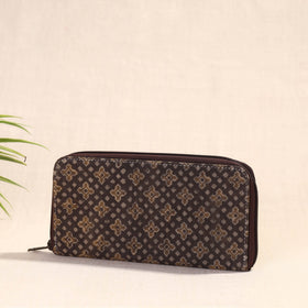 Brown Handcrafted Block Printed Fabric Clutch Wallet