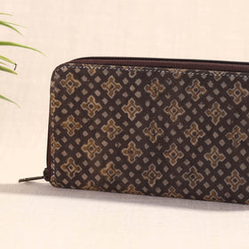 Brown Handcrafted Block Printed Fabric Clutch Wallet