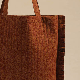 Brown - handcrafted cotton frill jhola bag 03