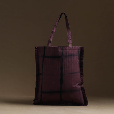 Brown - handcrafted cotton frill jhola bag 04