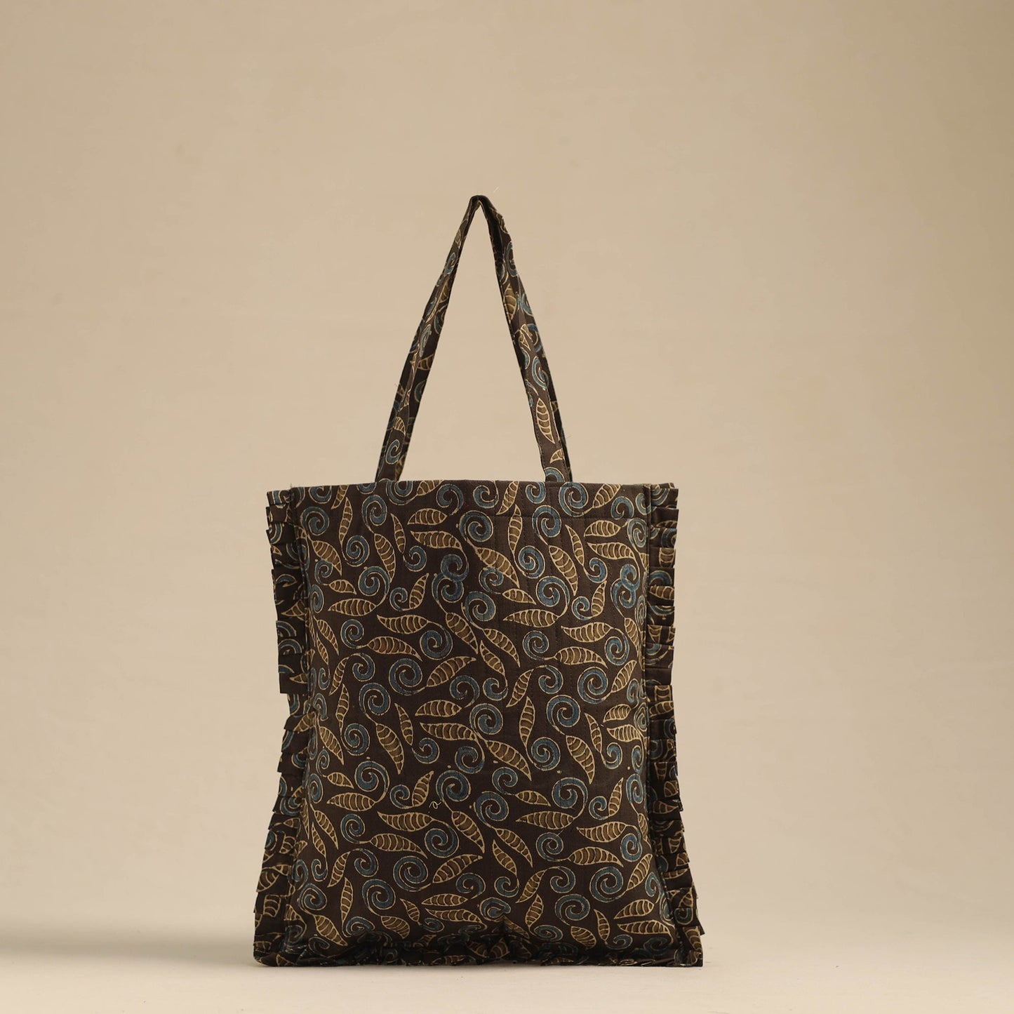 Buy Brown Handcrafted Cotton Frill Jhola Bag Online in India