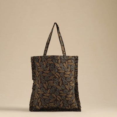 Buy Brown Handcrafted Cotton Frill Jhola Bag Online in India