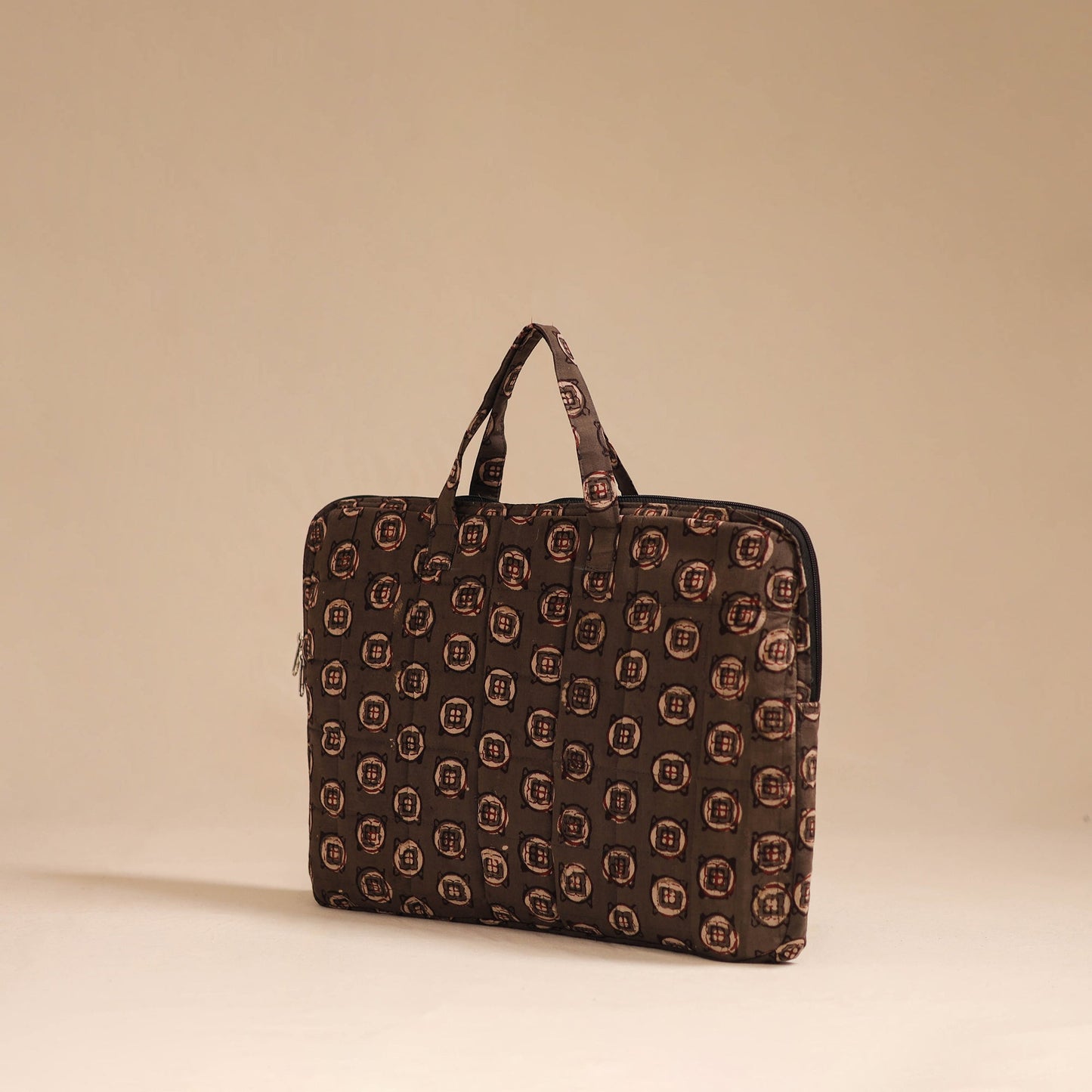 Brown - handcrafted cotton quilted laptop bag 21