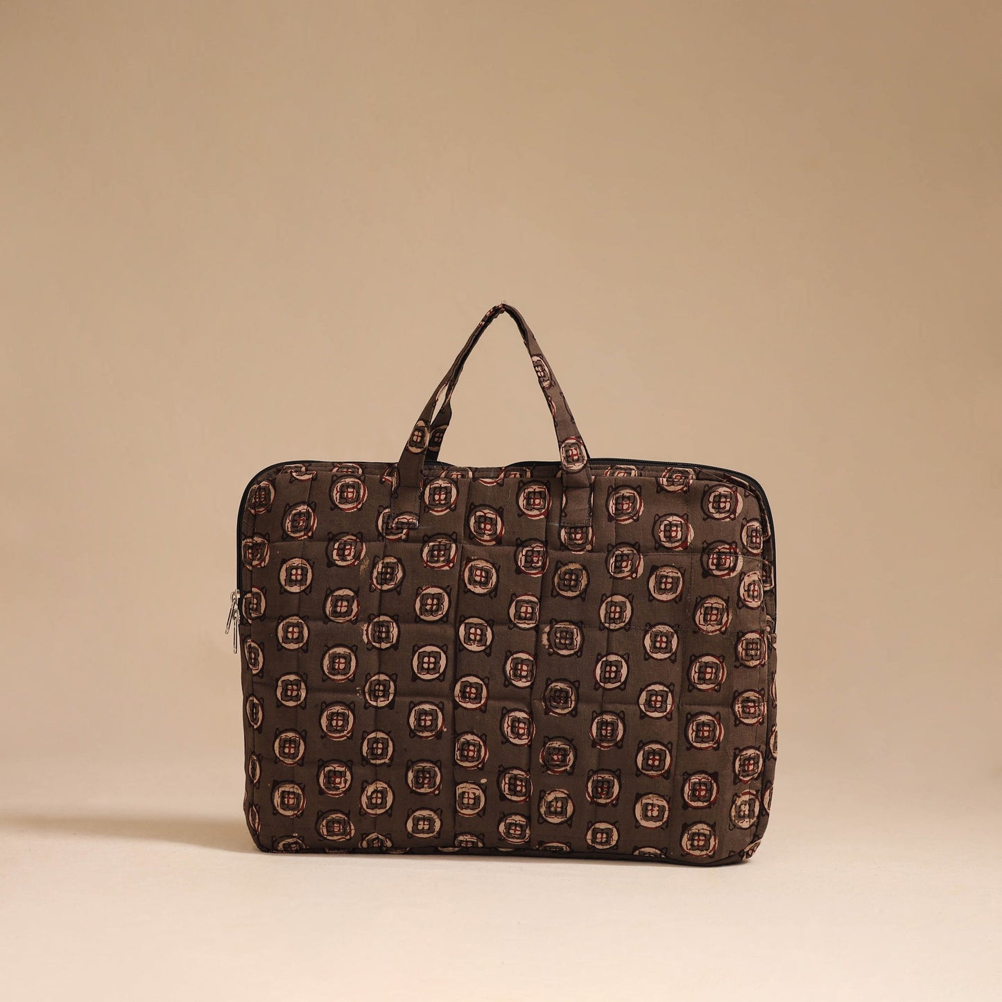 Brown - handcrafted cotton quilted laptop bag 21