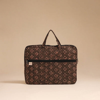 Brown - handcrafted cotton quilted laptop bag 21