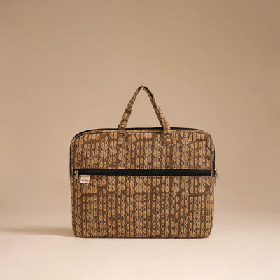 Brown - handcrafted cotton quilted laptop bag 23