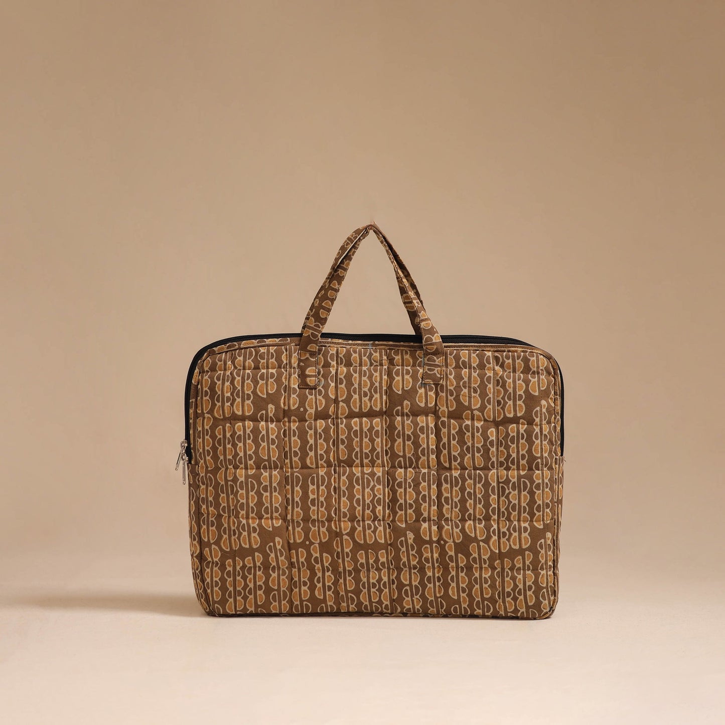 Brown - handcrafted cotton quilted laptop bag 23