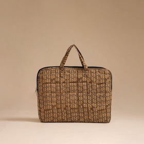 Brown - handcrafted cotton quilted laptop bag 23