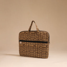 Brown - handcrafted cotton quilted laptop bag 23