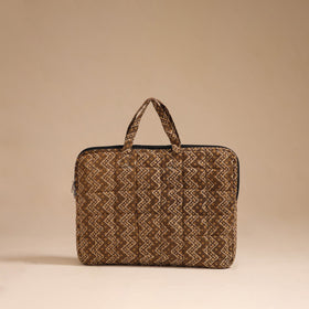 Brown - handcrafted cotton quilted laptop bag 26