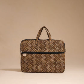 Brown - handcrafted cotton quilted laptop bag 26