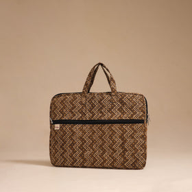 Brown - handcrafted cotton quilted laptop bag 26