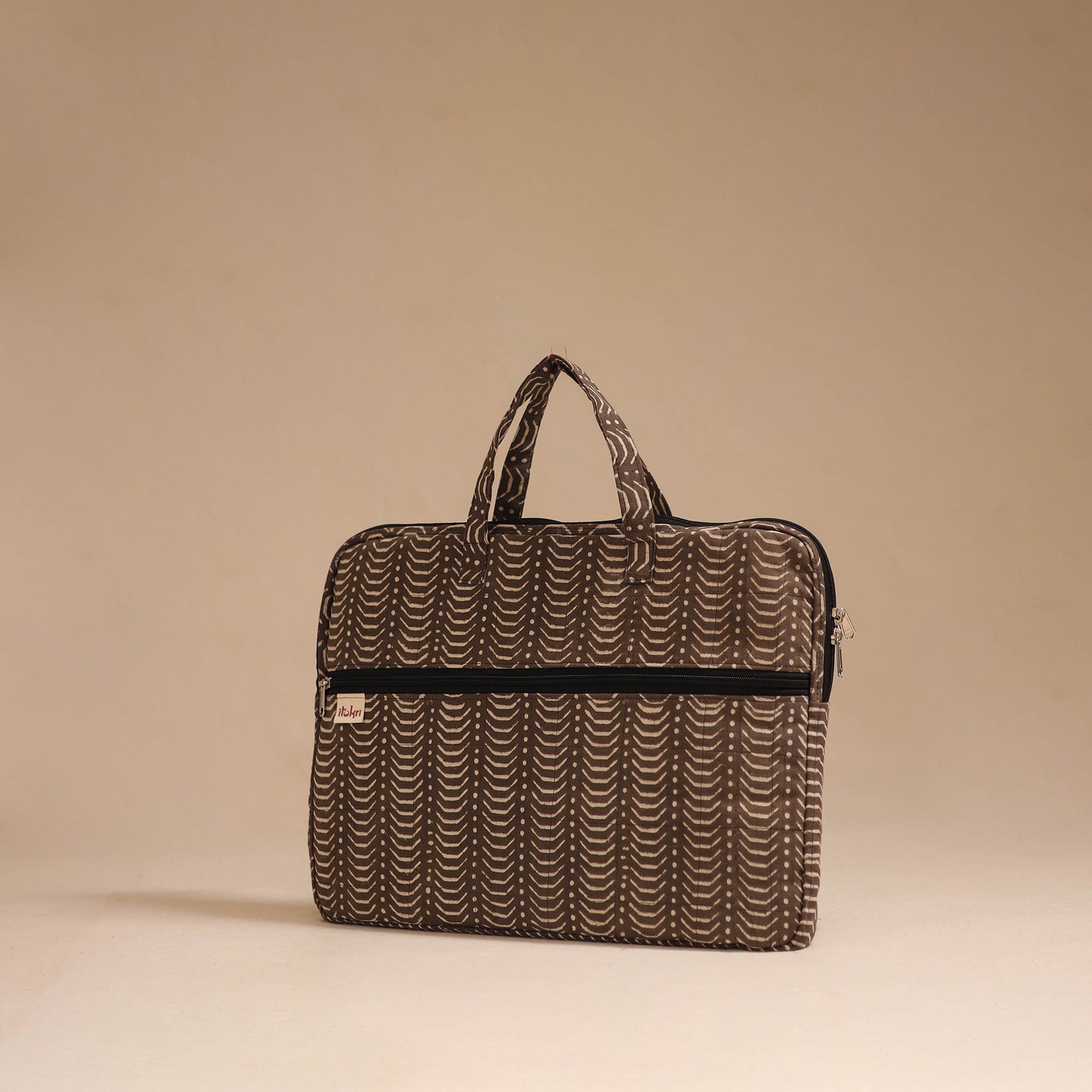 Brown - handcrafted cotton quilted laptop bag 28