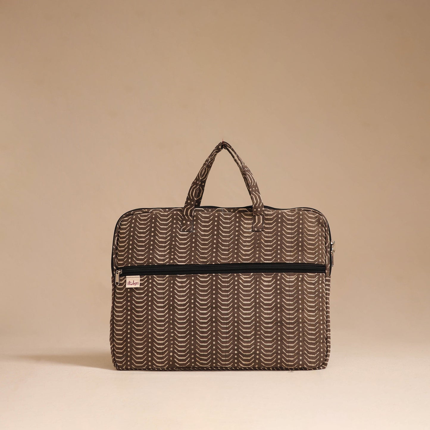 Brown - handcrafted cotton quilted laptop bag 28