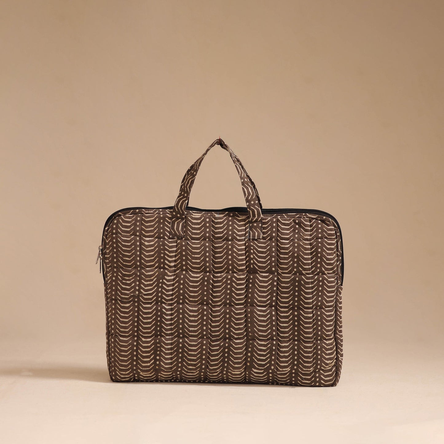Brown - handcrafted cotton quilted laptop bag 28