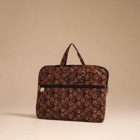 Brown - handcrafted cotton quilted laptop bag 35