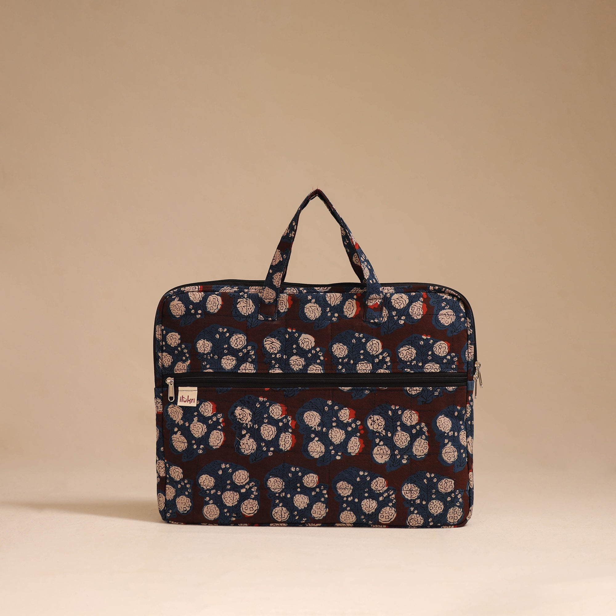 Brown Handcrafted Quilted Laptop Bag