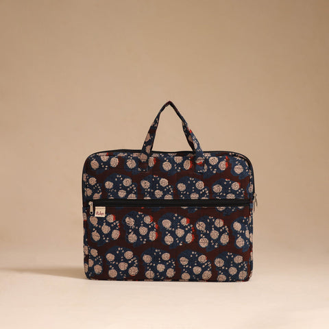 Brown - handcrafted cotton quilted laptop bag 36