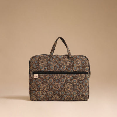 Brown - handcrafted cotton quilted laptop bag 44