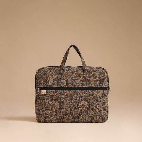 Brown - handcrafted cotton quilted laptop bag 44
