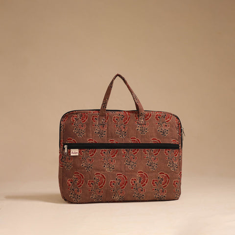 Brown - handcrafted cotton quilted laptop bag 50