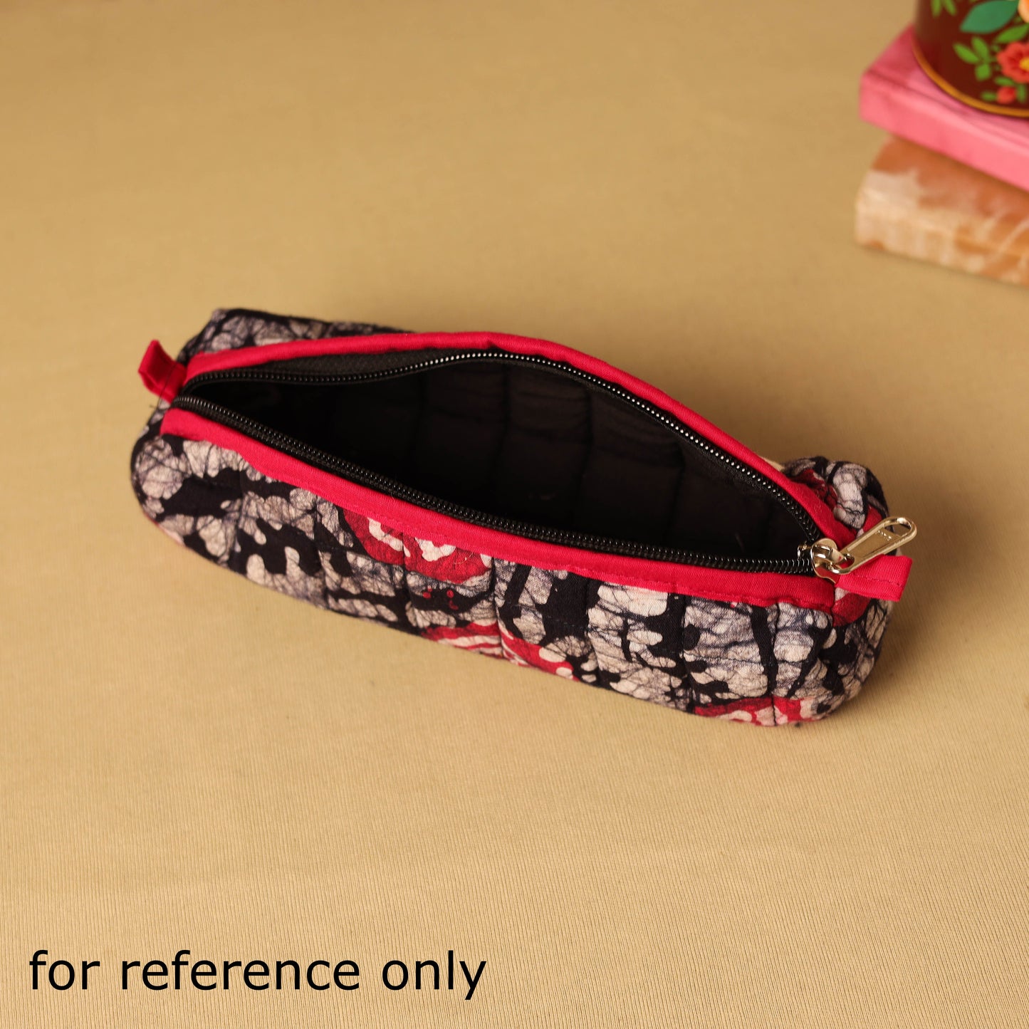 Grey - handcrafted cotton quilted pencil pouch 01