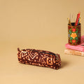 Brown - handcrafted cotton quilted pencil pouch 09