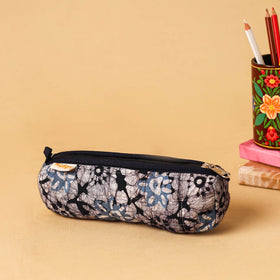 Brown - handcrafted cotton quilted pencil pouch 09