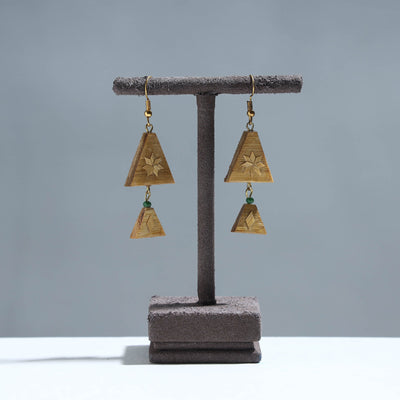  Handcrafted Double Triangle Shaped Bamboo Earrings 