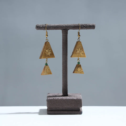  Handcrafted Double Triangle Shaped Bamboo Earrings 