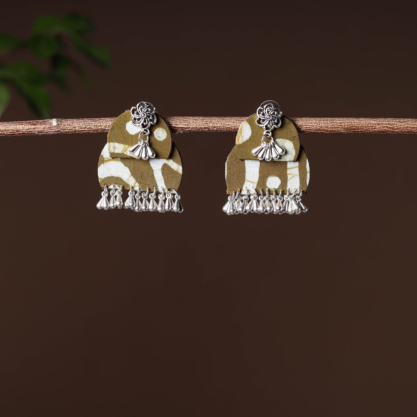 Brown - handcrafted fabart gs earrings 35