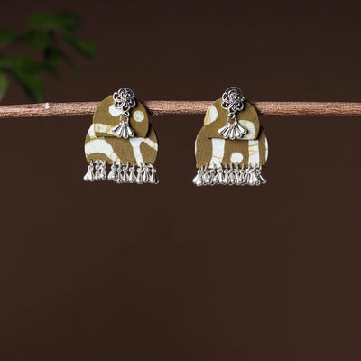 Brown - handcrafted fabart gs earrings 35