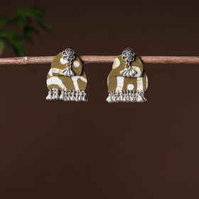 Brown - handcrafted fabart gs earrings 35