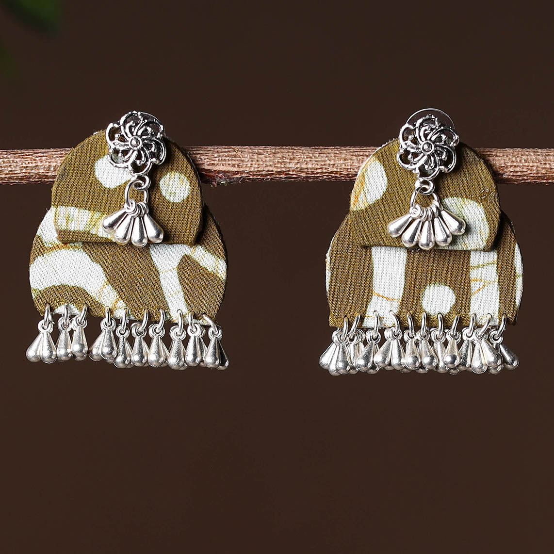 Brown - handcrafted fabart gs earrings 35