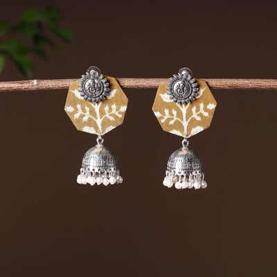 Brown - handcrafted fabart gs jhumki earrings 05