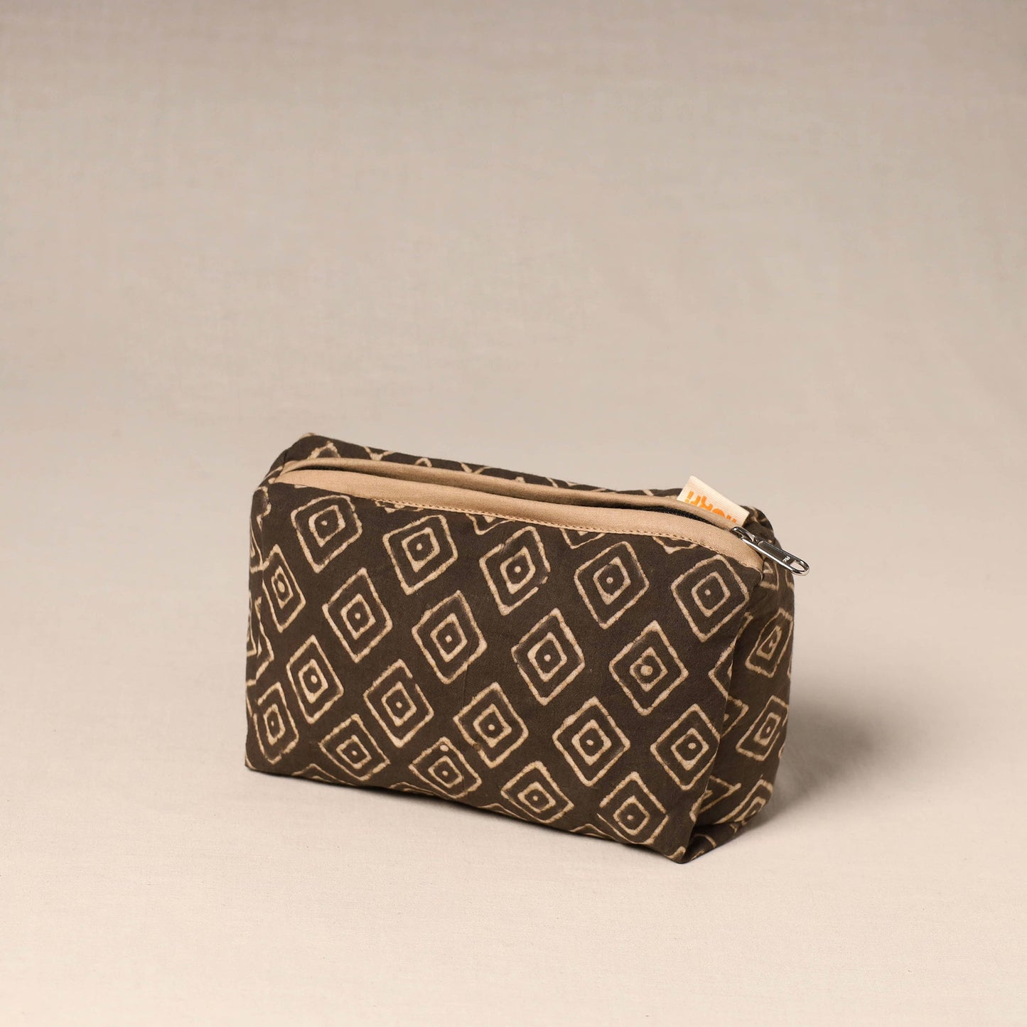 Brown - handcrafted fabric toiletry pouch 32
