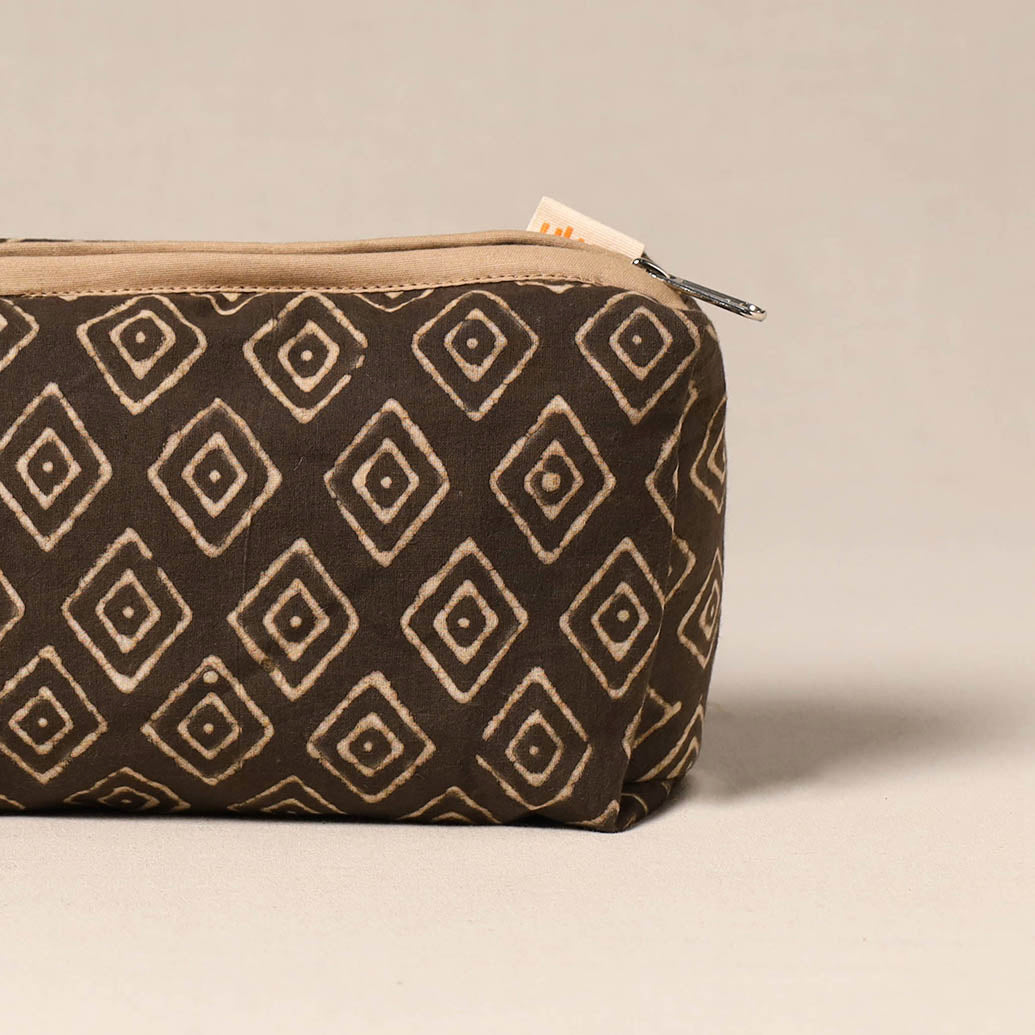 Brown - handcrafted fabric toiletry pouch 32